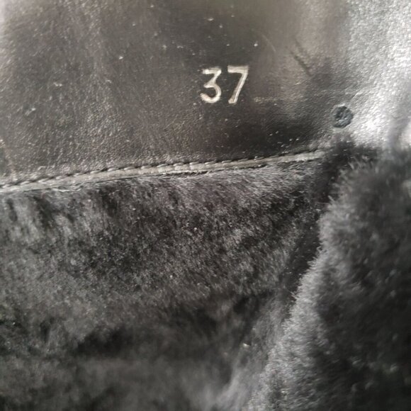 Gianfranco Ferré Black Leather High Heel Fur Lined Fold Over Moto Boots EU 37 - Picture 10 of 15